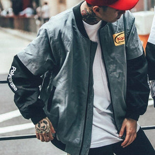 Hip Hop Style Men Streetwear Print Baseball Jackets