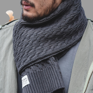 Retro Wool Solid Color Warm Scarf Men Trendy