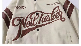 Baseball Uniform Loose Letters Men Couple Jackets